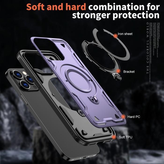 N/A - iPhone 14 Pro Skal Plast Militärskydd Kickstand - Lila