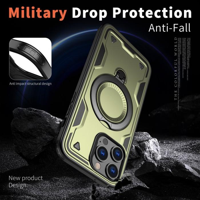 N/A - iPhone 14 Pro Skal Plast Militärskydd MagSafe - Olivgrön