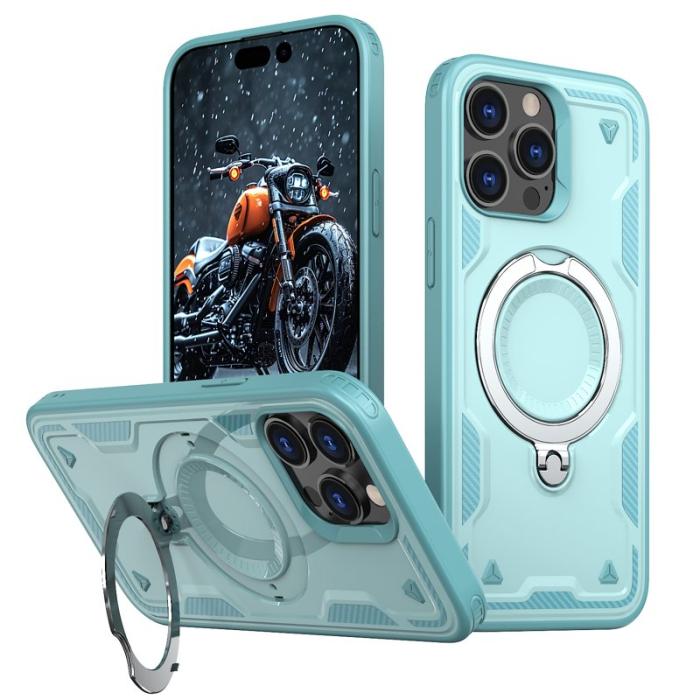 N/A - iPhone 14 Pro Skal Plast Militärt Skydd Med Ställ - Baby Blue