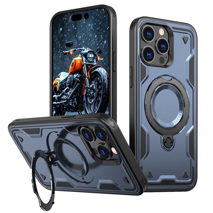 N/A - iPhone 14 Pro Skal Plast Militärt Skydd med Ställ - Blå