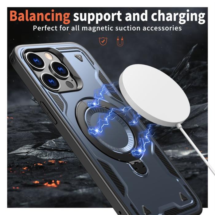 N/A - iPhone 14 Pro Skal Plast Militärt Skydd med Ställ - Blå