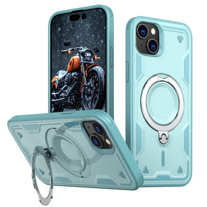 N/A - iPhone 15 Plus Skal Militärskydd Plast Kickstand - Baby Blue