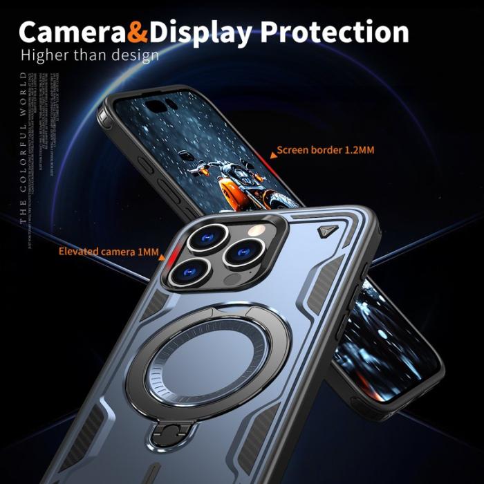 N/A - iPhone 15 Pro Max Skal Plast Militärt Skydd Med Ställ - Blå