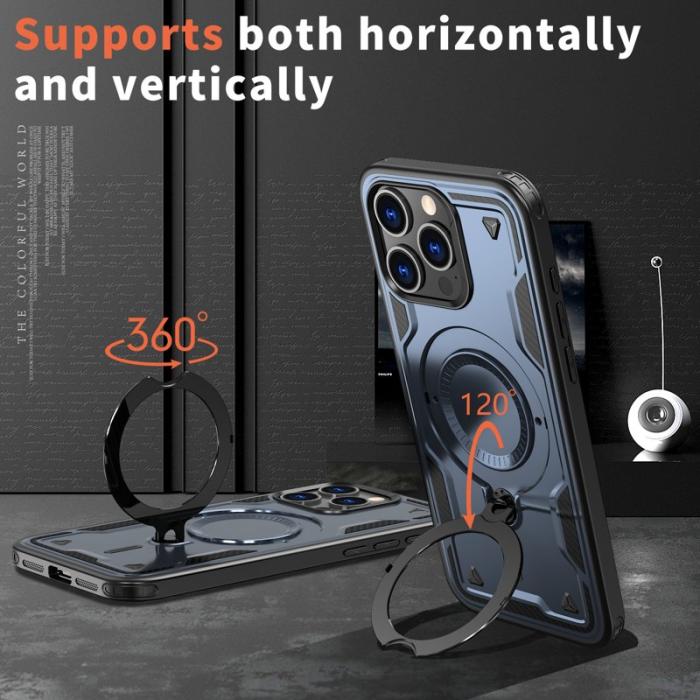 N/A - iPhone 15 Pro Max Skal Plast Militärt Skydd Med Ställ - Blå