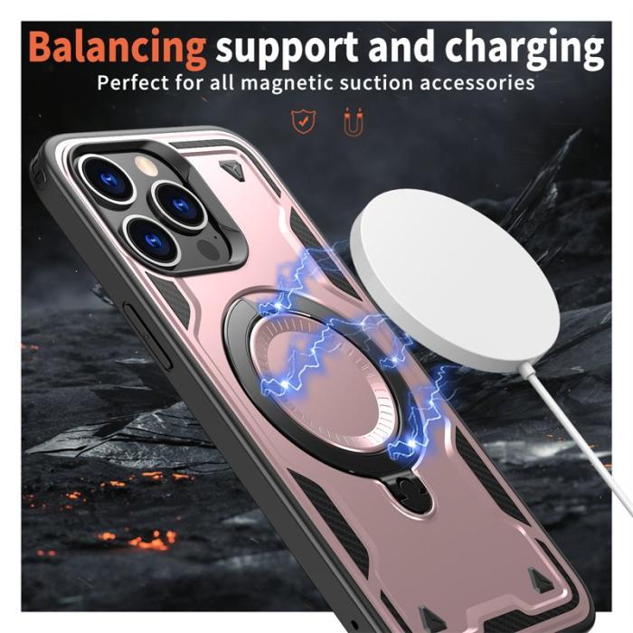 N/A - iPhone 15 Pro Skal Plast MagSafe Militärskydd - Roséguld