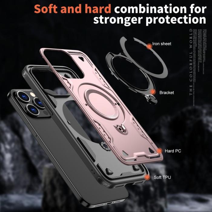 N/A - iPhone 15 Pro Skal Plast MagSafe Militärskydd - Roséguld