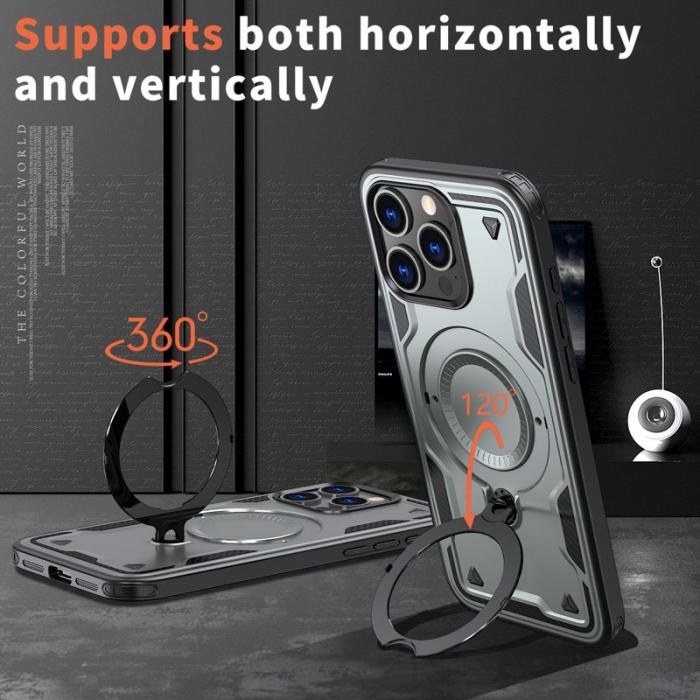 N/A - iPhone 15 Pro Skal Plast Militärskydd Kickstand - Grå