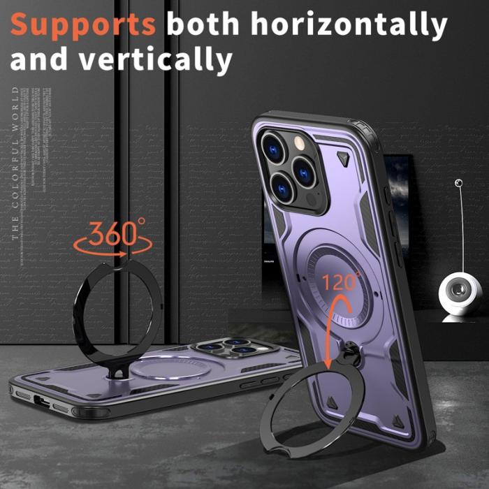 N/A - iPhone 15 Pro Skal Plast Militärt Skydd Med Ställ - Lila