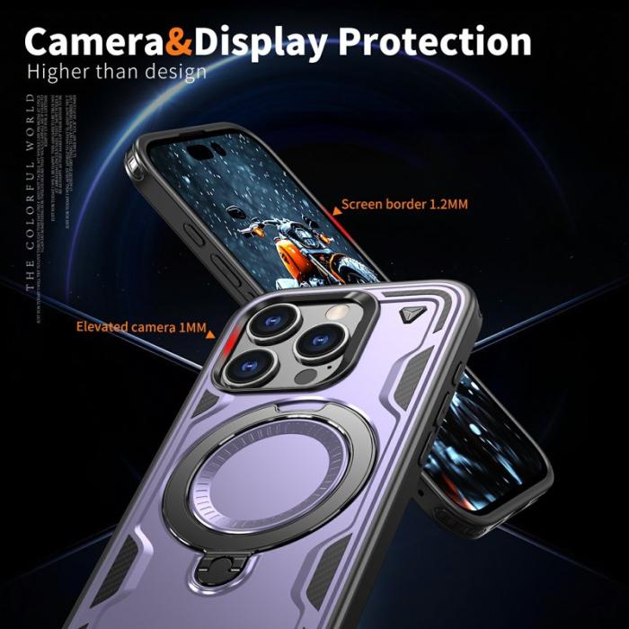 N/A - iPhone 16 Pro Max Skal Plast Militärskydd Kickstand - Lila