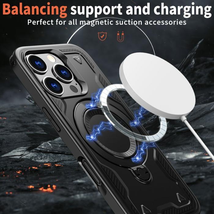 N/A - iPhone 16 Pro Skal Plast Militärskydd Kickstand - Svart