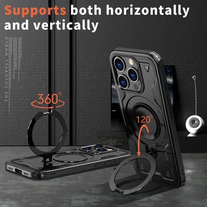 N/A - iPhone 16 Pro Skal Plast Militärskydd Kickstand - Svart