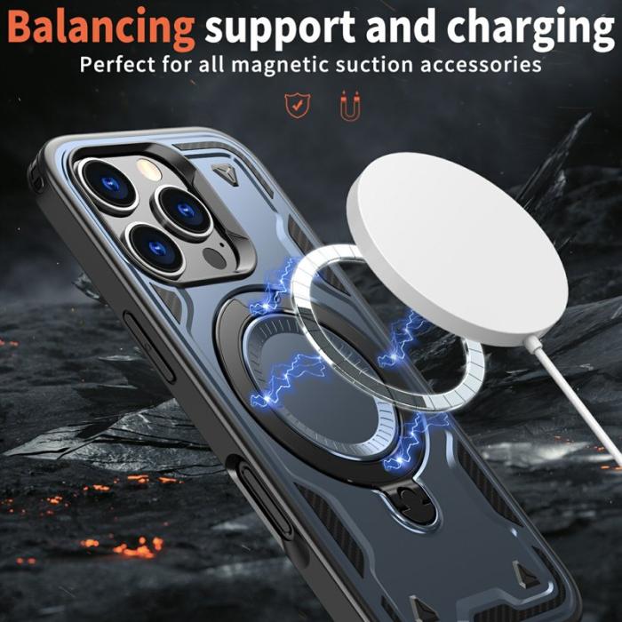 N/A - iPhone 16 Pro Skal Plast Militärt Skydd Med Ställ - Blå