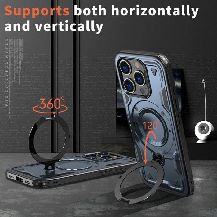 N/A - iPhone 16 Pro Skal Plast Militärt Skydd Med Ställ - Blå