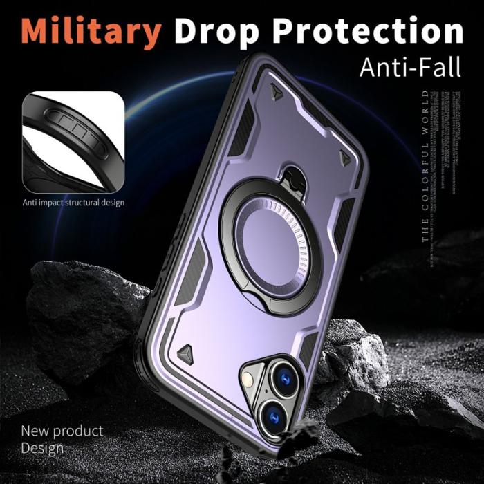 N/A - iPhone 16 Skal Militärskydd Plast Kickstand - Lila