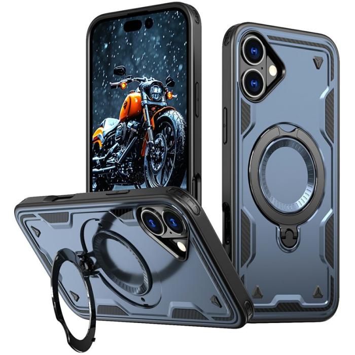 N/A - iPhone 16 Skal Plast MagSafe Militärskydd - Blå