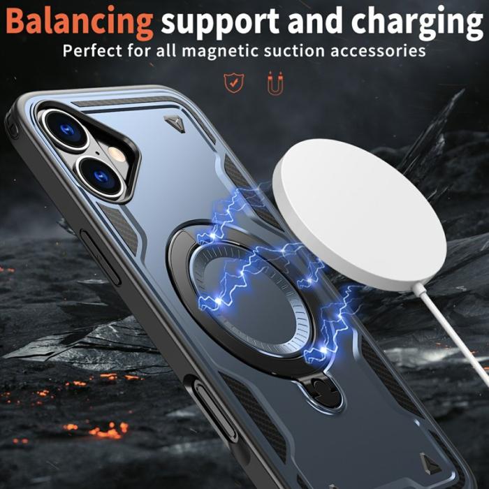 N/A - iPhone 16 Skal Plast MagSafe Militärskydd - Blå