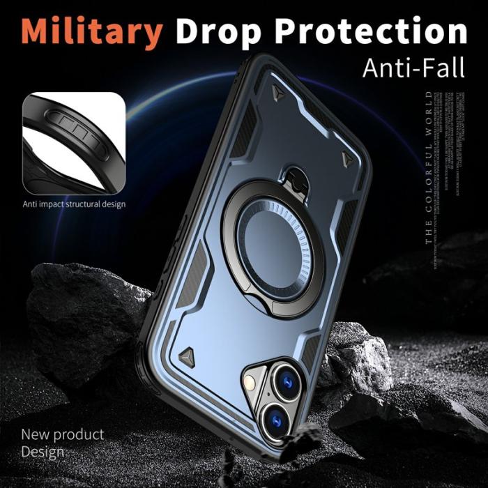 N/A - iPhone 16 Skal Plast MagSafe Militärskydd - Blå