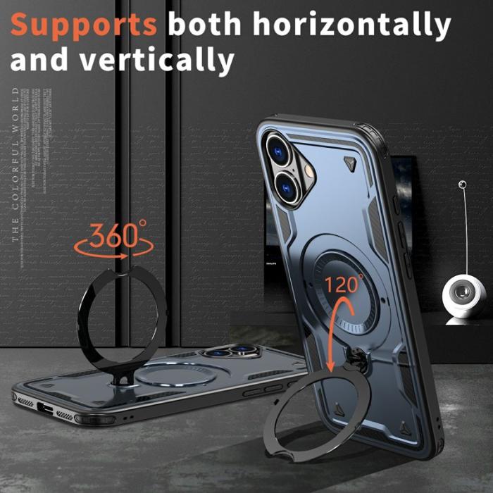 N/A - iPhone 16 Skal Plast MagSafe Militärskydd - Blå