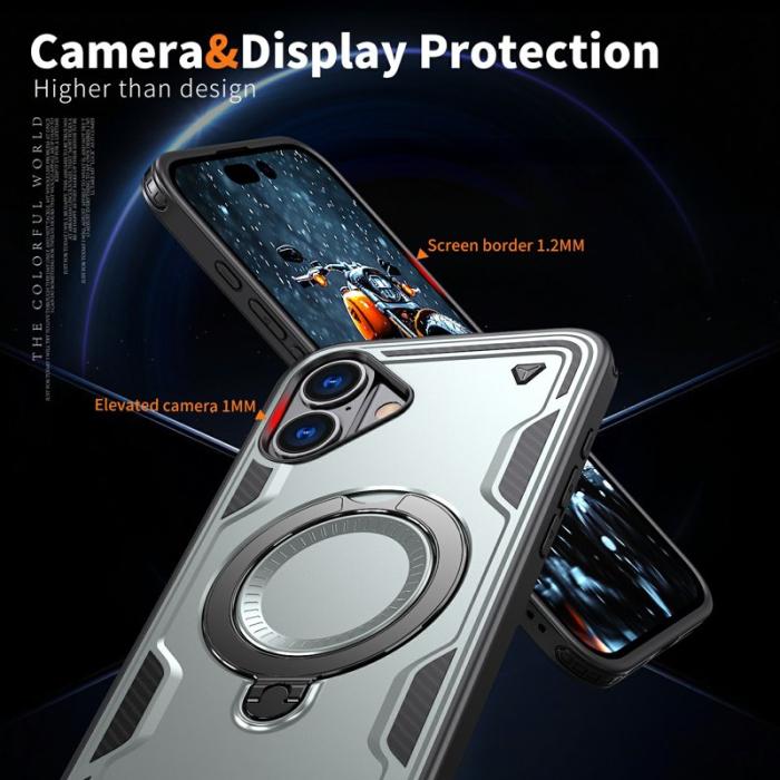 N/A - iPhone 16 Skal Plast MagSafe Militärskydd - Grå