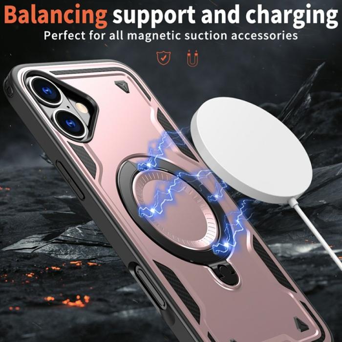 N/A - iPhone 16 Skal Plast MagSafe Militärt Skydd - Roséguld