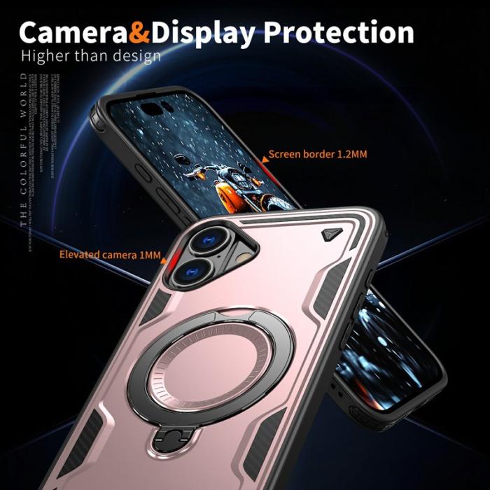 N/A - iPhone 16 Skal Plast MagSafe Militärt Skydd - Roséguld