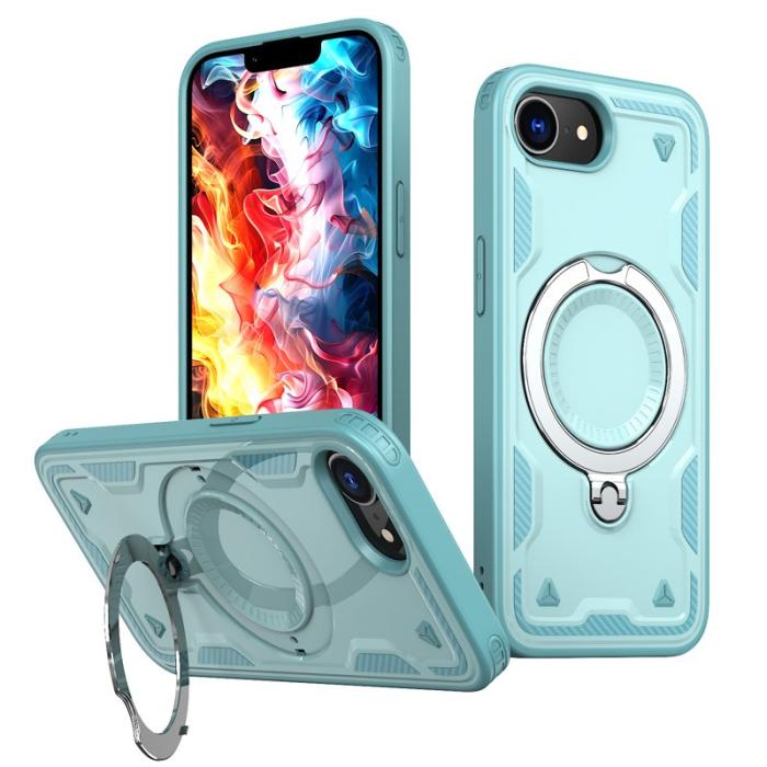 N/A - iPhone 16e Skal Militärskydd Plast Kickstand - Baby Blue