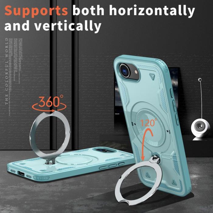 N/A - iPhone 16e Skal Militärskydd Plast Kickstand - Baby Blue