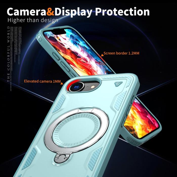 N/A - iPhone 16e Skal Militärskydd Plast Kickstand - Baby Blue