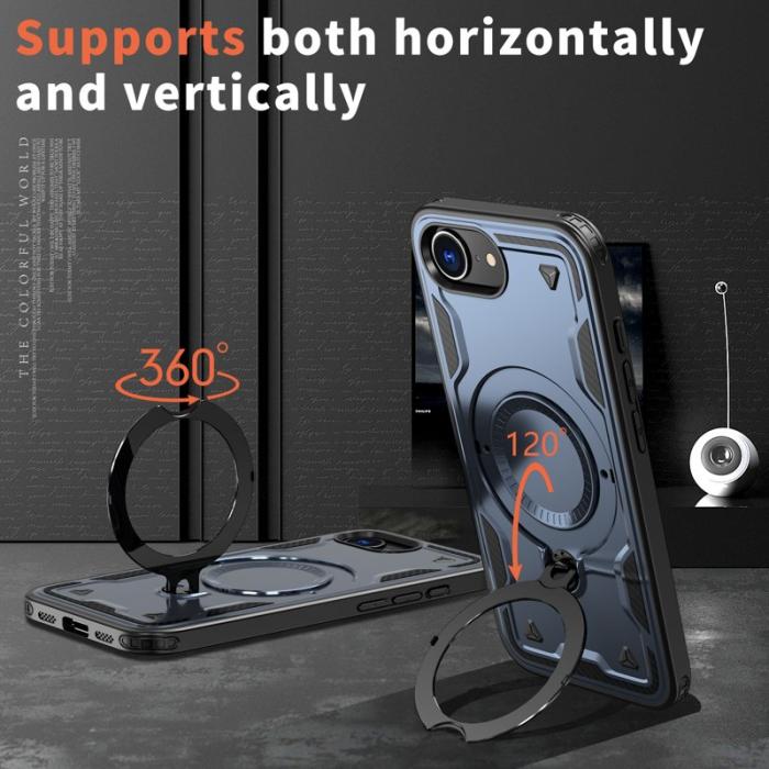 N/A - iPhone 16e Skal Militärskydd Plast Kickstand - Blå