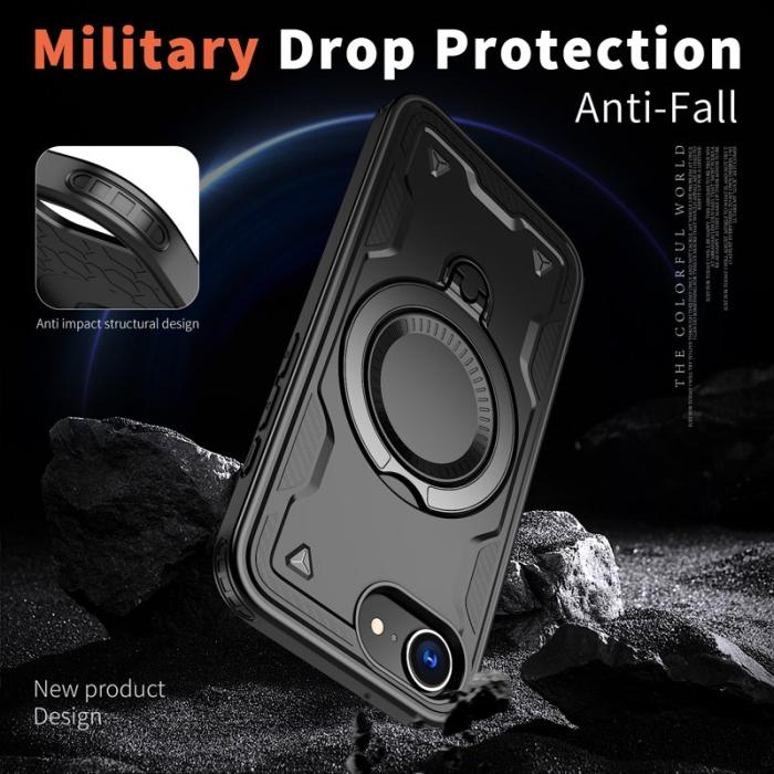 N/A - iPhone 16e Skal Plast MagSafe Militärskydd - Svart