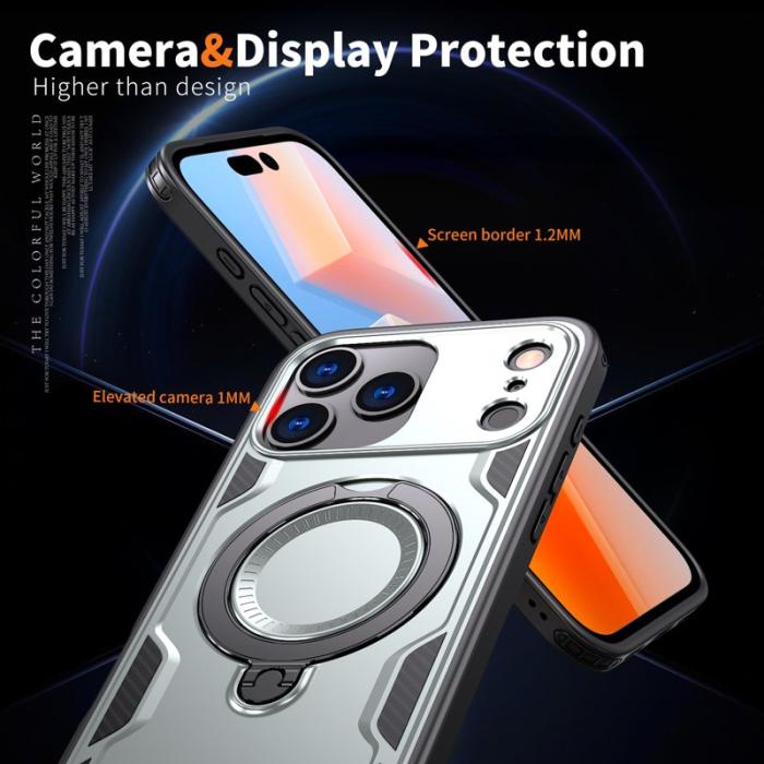 N/A - iPhone 17 Pro Max Skal Plast Militärskydd med Ställ - Grå