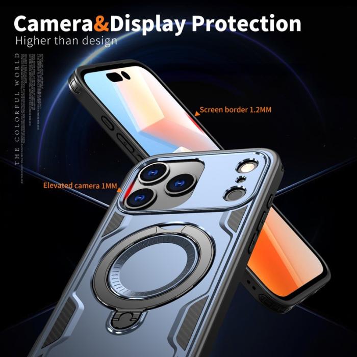 N/A - iPhone 17 Pro Skal Plast Militärskydd Med Ställ - Blå