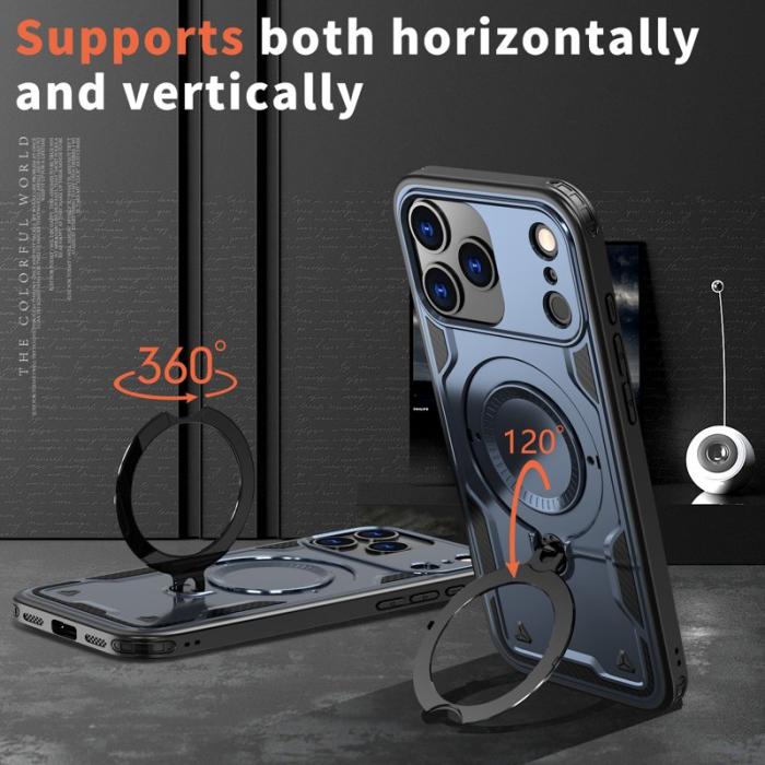 N/A - iPhone 17 Pro Skal Plast Militärskydd Med Ställ - Blå