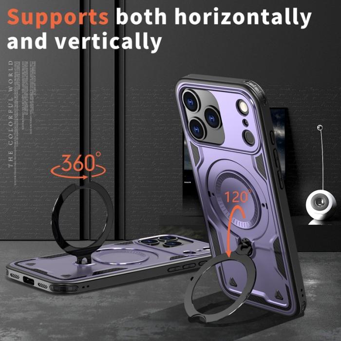 N/A - iPhone 17 Pro Skal Plast Militärt Skydd med Ställ - Lila