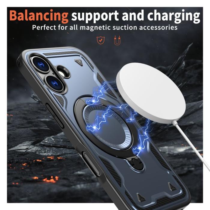 N/A - iPhone 17 Skal Plast MagSafe Militärskydd - Blå