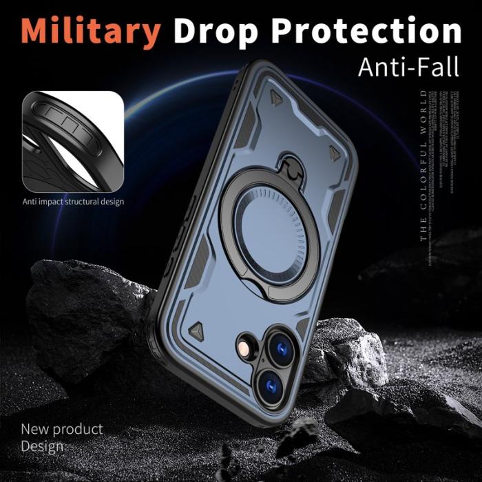 N/A - iPhone 17 Skal Plast MagSafe Militärskydd - Blå