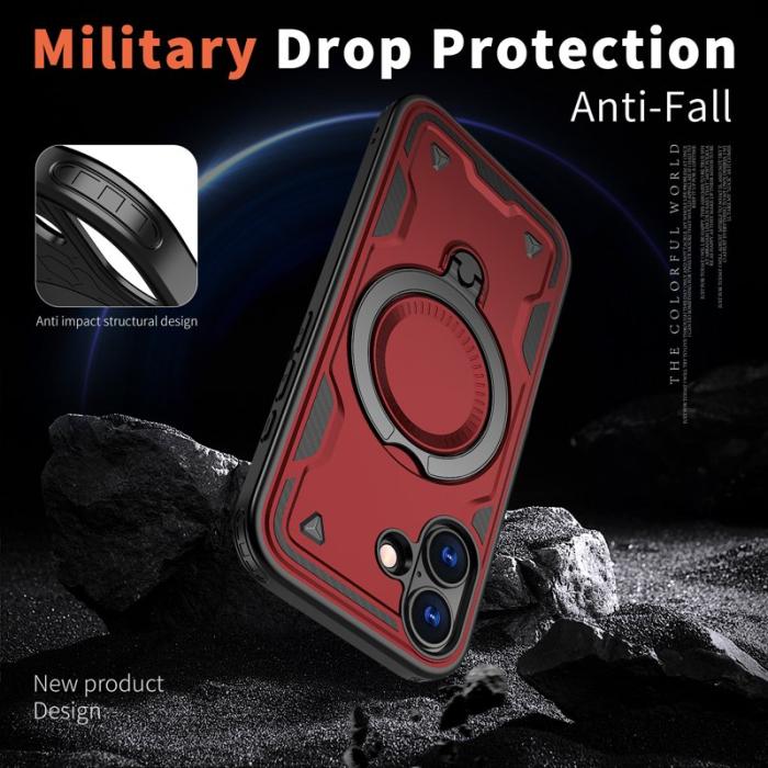 N/A - iPhone 17 Skal Plast MagSafe Militärskydd - Röd