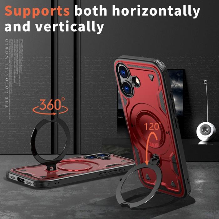 N/A - iPhone 17 Skal Plast MagSafe Militärskydd - Röd