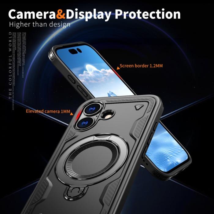 N/A - iPhone 17 Skal Plast Militärskydd Kickstand - Svart