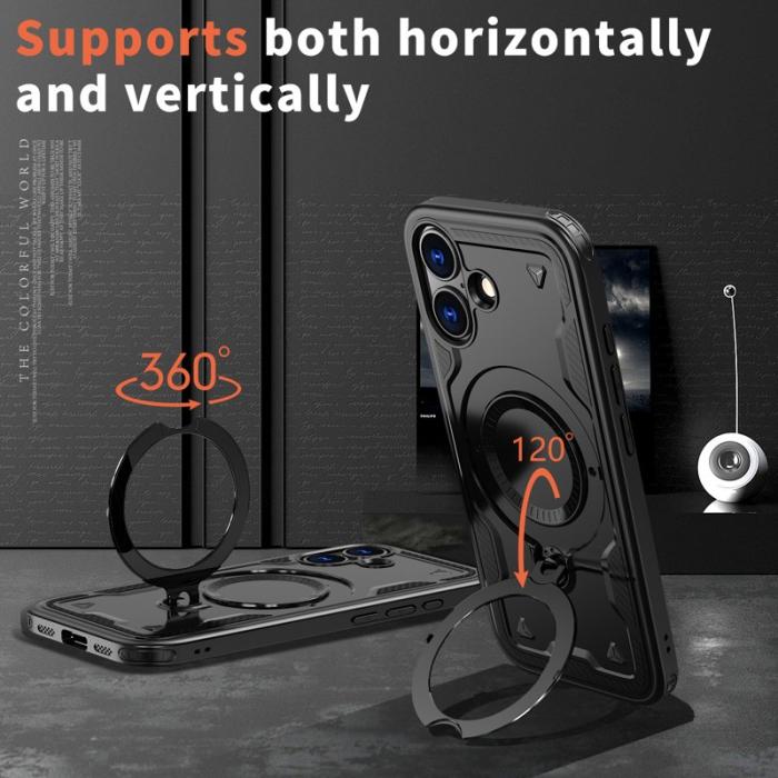 N/A - iPhone 17 Skal Plast Militärskydd Kickstand - Svart