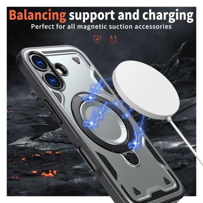 N/A - iPhone 17 Skal Plast Militärt Skydd Med Ställ - Grå