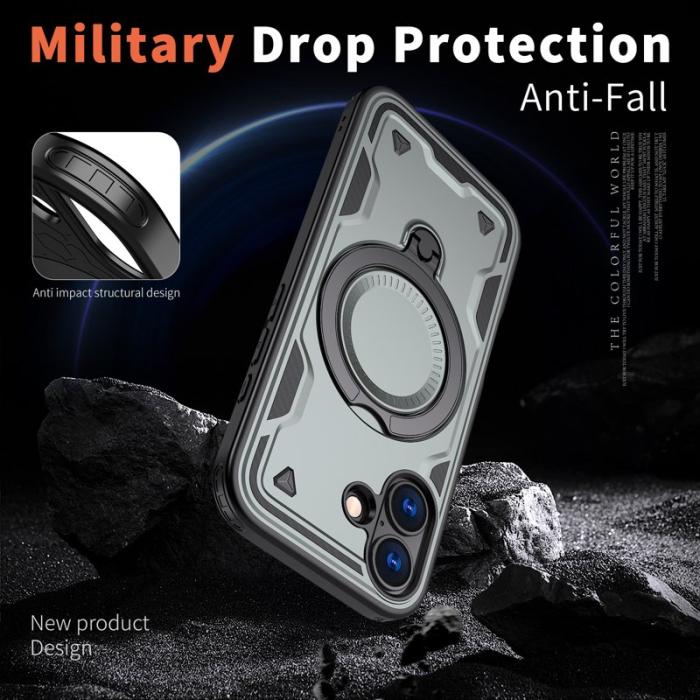 N/A - iPhone 17 Skal Plast Militärt Skydd Med Ställ - Grå