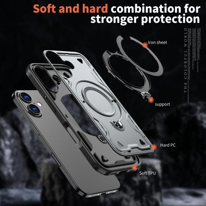 N/A - iPhone 17 Skal Plast Militärt Skydd Med Ställ - Grå