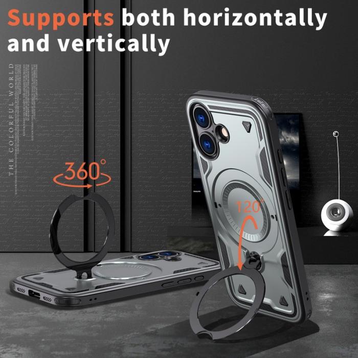 N/A - iPhone 17 Skal Plast Militärt Skydd Med Ställ - Grå