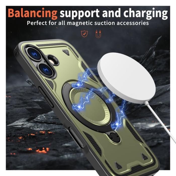 N/A - iPhone 17 Skal Plast Militärt Skydd med Ställ - Olivgrön