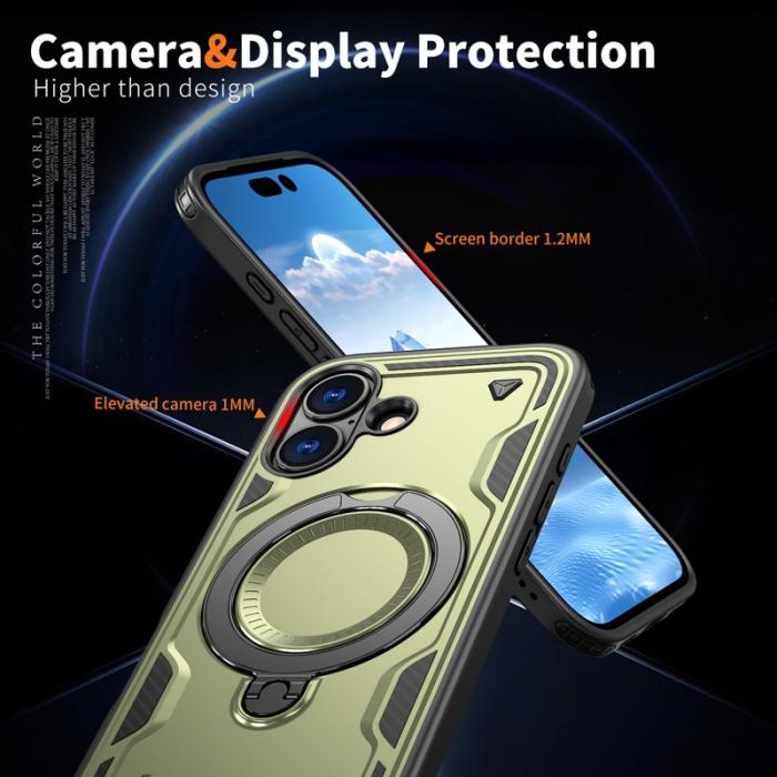 N/A - iPhone 17 Skal Plast Militärt Skydd med Ställ - Olivgrön