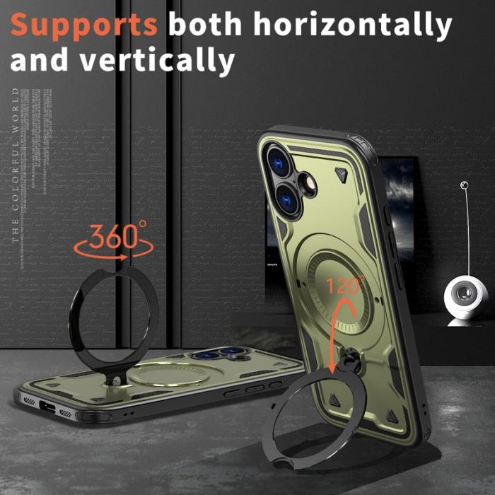 N/A - iPhone 17 Skal Plast Militärt Skydd med Ställ - Olivgrön