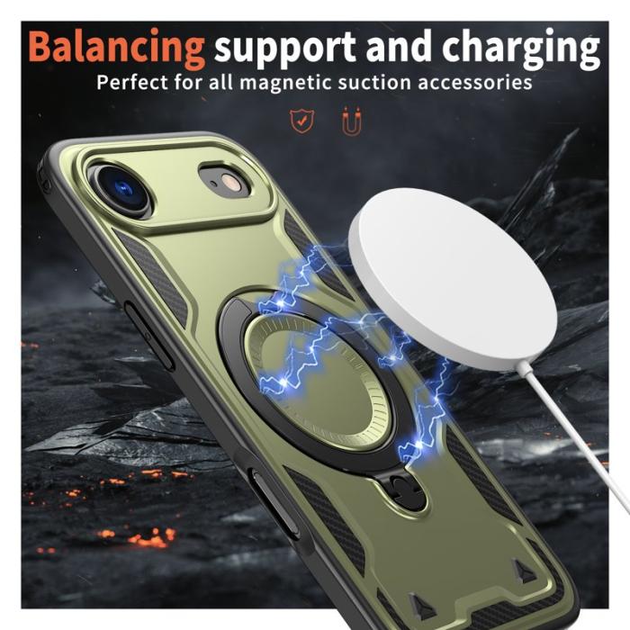 N/A - iPhone Air Skal Plast Militärskydd Med Ställ - Olivgrön