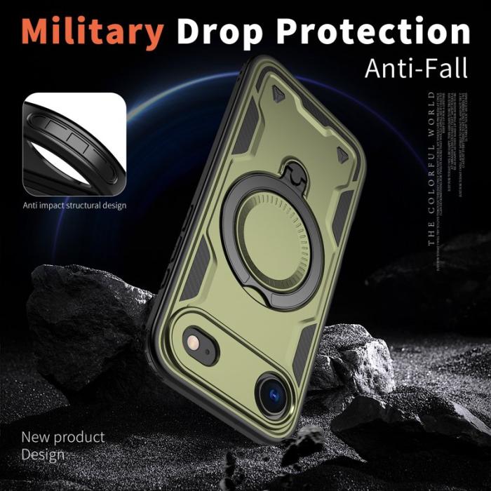 N/A - iPhone Air Skal Plast Militärskydd Med Ställ - Olivgrön