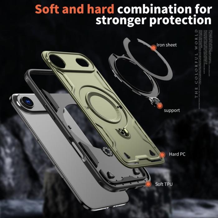 N/A - iPhone Air Skal Plast Militärskydd Med Ställ - Olivgrön